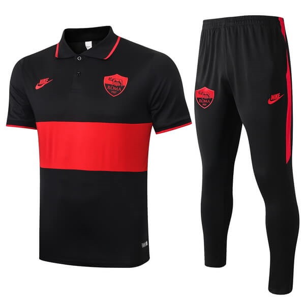 Polo AS Roma Ensemble Complet 2019-20 Noir Rouge